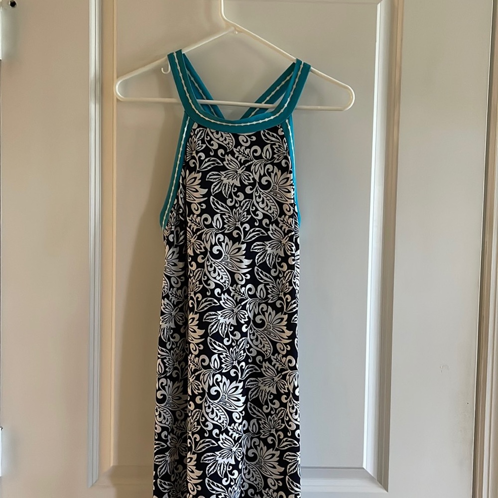 Max Studio Navy Blue & White Maxi Dress